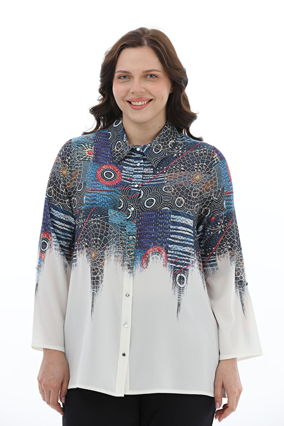 Shefame Regular Fit Gömlek Yaka Uzun Kollu Kadın Bluz 2614KK110106 Lacivert Shefame Regular Fit Gömlek Yaka Uzun Kollu Kadın Bluz 2614KK110106 Lacivert