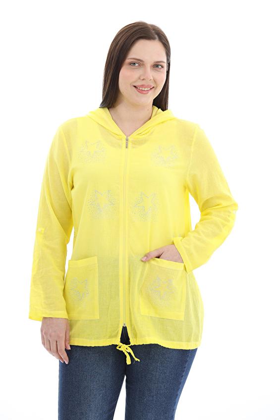 Shefame Fermuarlı-Kapüşonlu Regular Fit Uzun Kollu Kadın Ceket 2614KK102201 Sarı Shefame Fermuarlı-Kapüşonlu Regular Fit Uzun Kollu Kadın Ceket 2614KK102201 Sarı