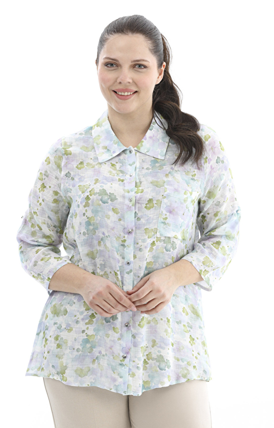 Shefame Regular Fit Gömlek Yaka Uzun Kollu Kadın Gömlek 2614KK108142 Mavi Shefame Regular Fit Gömlek Yaka Uzun Kollu Kadın Gömlek 2614KK108142 Mavi