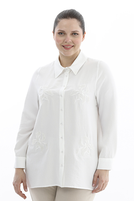 Shefame Regular Fit Gömlek Yaka Uzun Kollu Kadın Gömlek 2614KK108160 Ekru Shefame Regular Fit Gömlek Yaka Uzun Kollu Kadın Gömlek 2614KK108160 Ekru