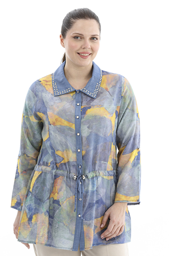 Shefame Regular Fit Gömlek Yaka Uzun Kollu Kadın Ceket 2614KK102118 Mavi Shefame Regular Fit Gömlek Yaka Uzun Kollu Kadın Ceket 2614KK102118 Mavi