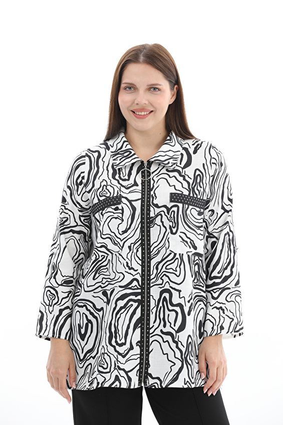 Shefame Regular Fit Gömlek Yaka Uzun Kollu Kadın Ceket 2614KK102172 Beyaz Shefame Regular Fit Gömlek Yaka Uzun Kollu Kadın Ceket 2614KK102172 Beyaz