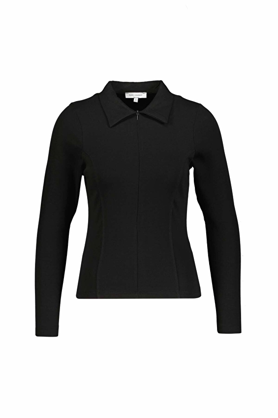 First Company Slim Fit Polo Yaka Uzun Kol Kadın Sweatshirt 2614KS132414 Siyah First Company Slim Fit Polo Yaka Uzun Kol Kadın Sweatshirt 2614KS132414 Siyah