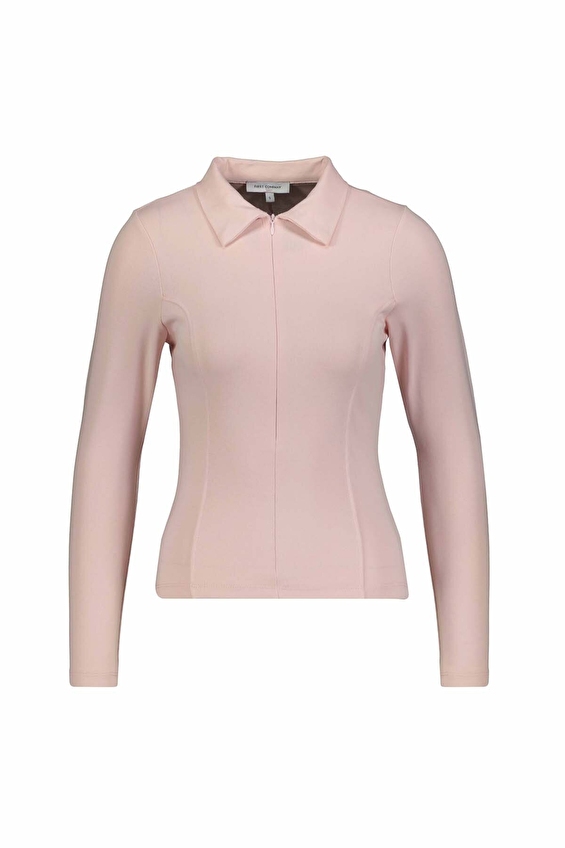 First Company Slim Fit Polo Yaka Uzun Kol Kadın Sweatshirt 2614KS132414 Pembe First Company Slim Fit Polo Yaka Uzun Kol Kadın Sweatshirt 2614KS132414 Pembe
