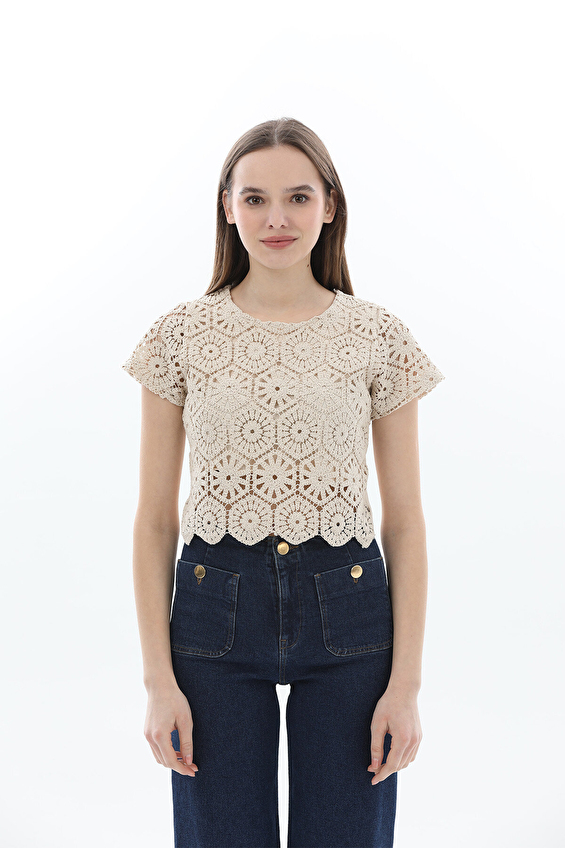 First Company Regular Fit Bluz Kısa Kol Kadın 2614KS110853 Taş First Company Regular Fit Bluz Kısa Kol Kadın 2614KS110853 Taş