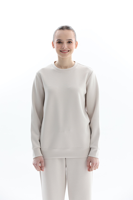 Crew Up Regular Fit Uzun Kollu Kadın Sweatshirt 2614KS130490 Ekru Crew Up Regular Fit Uzun Kollu Kadın Sweatshirt 2614KS130490 Ekru