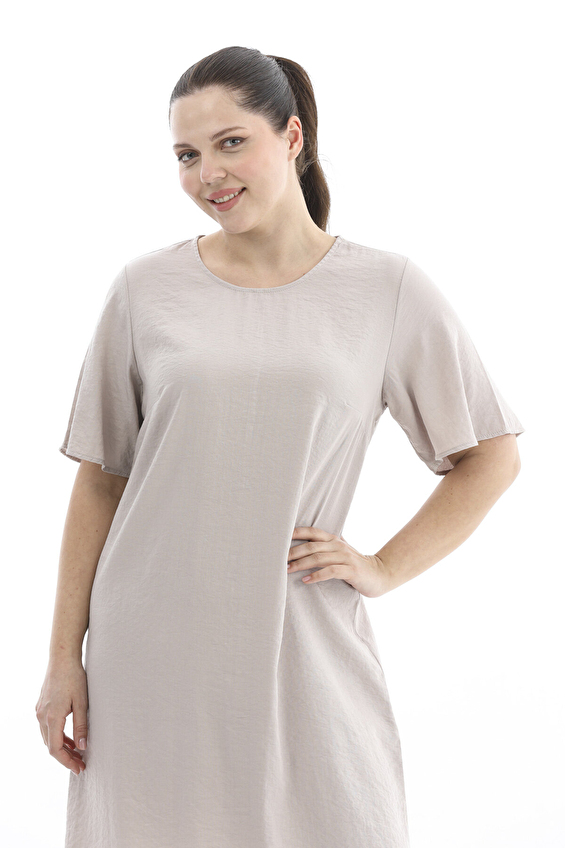 Shefame Yuvarlak Yaka Regular Fit Yarım Kol Kadın Elbise 2614KK105042 Vizon Shefame Yuvarlak Yaka Regular Fit Yarım Kol Kadın Elbise 2614KK105042 Vizon