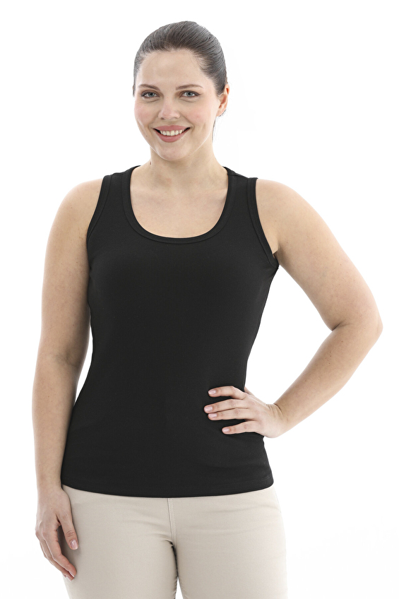 Shefame Slim Fit Bisiklet Yaka Kadın Atlet 2614KK121704 Siyah Shefame Slim Fit Bisiklet Yaka Kadın Atlet 2614KK121704 Siyah