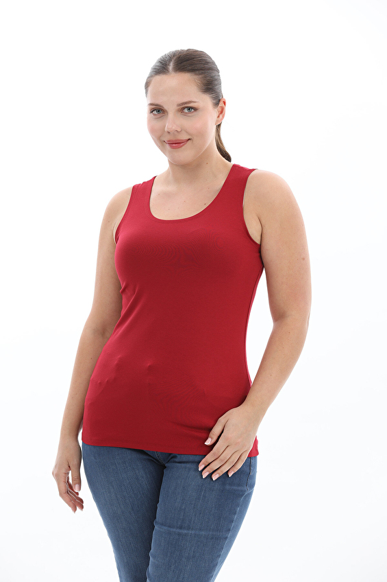 Shefame Slim Fit Bisiklet Yaka Kadın Atlet 2614KK121019 Bordo Shefame Slim Fit Bisiklet Yaka Kadın Atlet 2614KK121019 Bordo