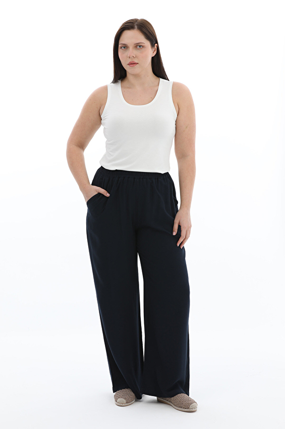 Shefame Regular Fit Geniş Paça Viskon Yüksek Bel Kadın Pantolon 2614KK104828 Lacivert Shefame Regular Fit Geniş Paça Viskon Yüksek Bel Kadın Pantolon 2614KK104828 Lacivert