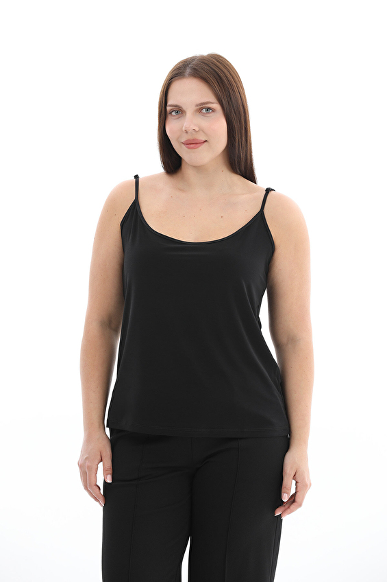 Shefame Regular Fit Polyester-Elastan İp Askılı Kadın Atlet 2614KK121610 Siyah Shefame Regular Fit Polyester-Elastan İp Askılı Kadın Atlet 2614KK121610 Siyah