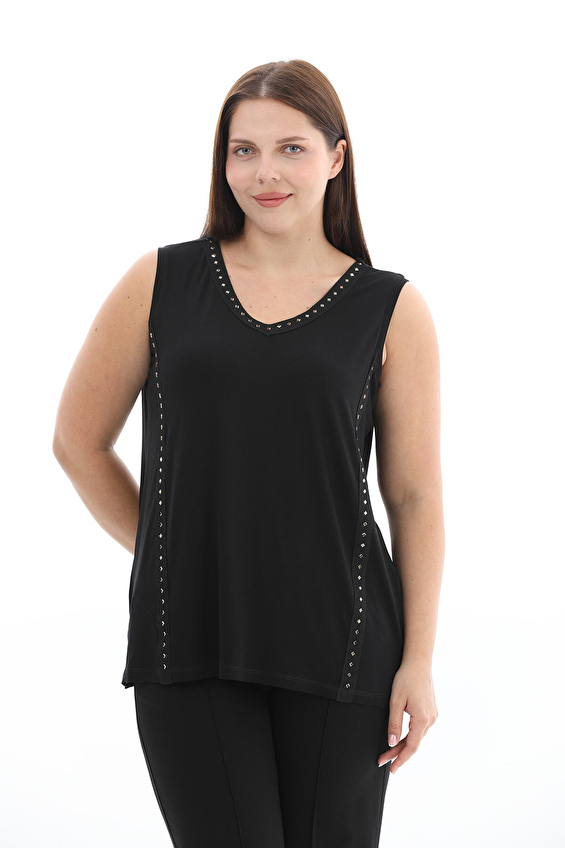 Shefame Regular Fit V Yaka Kolsuz Viskon-Elastan Kadın Atlet 2614KK121725 Siyah Shefame Regular Fit V Yaka Kolsuz Viskon-Elastan Kadın Atlet 2614KK121725 Siyah