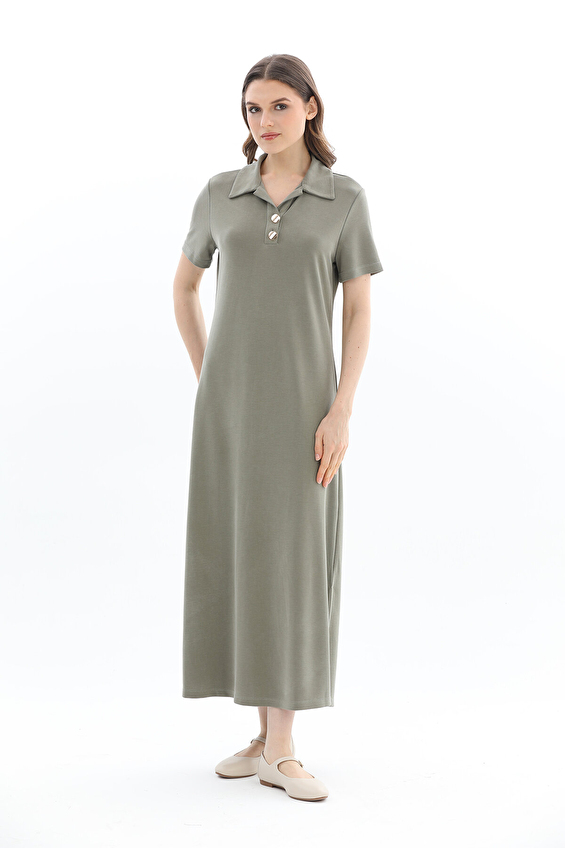 Crew Up Polo Yaka Regular Fit Kısa Kol Bol/Rahat Kadın Elbise 2614KS501856 Yeşil Crew Up Polo Yaka Regular Fit Kısa Kol Bol/Rahat Kadın Elbise 2614KS501856 Yeşil