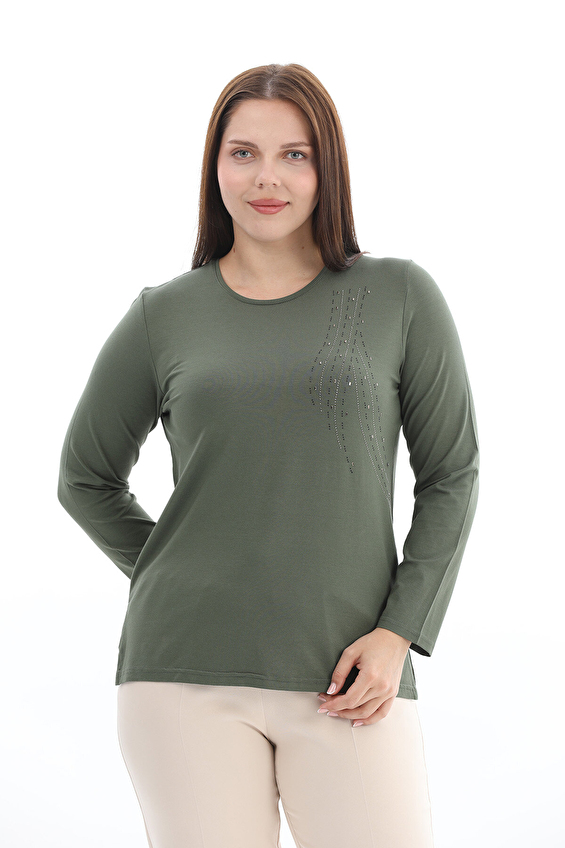 Shefame Regular Fit V Yaka Uzun Kollu Viskon-Elastan Kadın Bluz 2614KK110204 U Haki Shefame Regular Fit V Yaka Uzun Kollu Viskon-Elastan Kadın Bluz 2614KK110204 U Haki