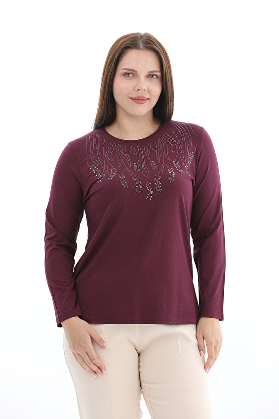 Shefame Regular Fit Bisiklet Yaka Uzun Kollu Viskon-Elastan Kadın Bluz 2614KK110231 Mürdüm Shefame Regular Fit Bisiklet Yaka Uzun Kollu Viskon-Elastan Kadın Bluz 2614KK110231 Mürdüm