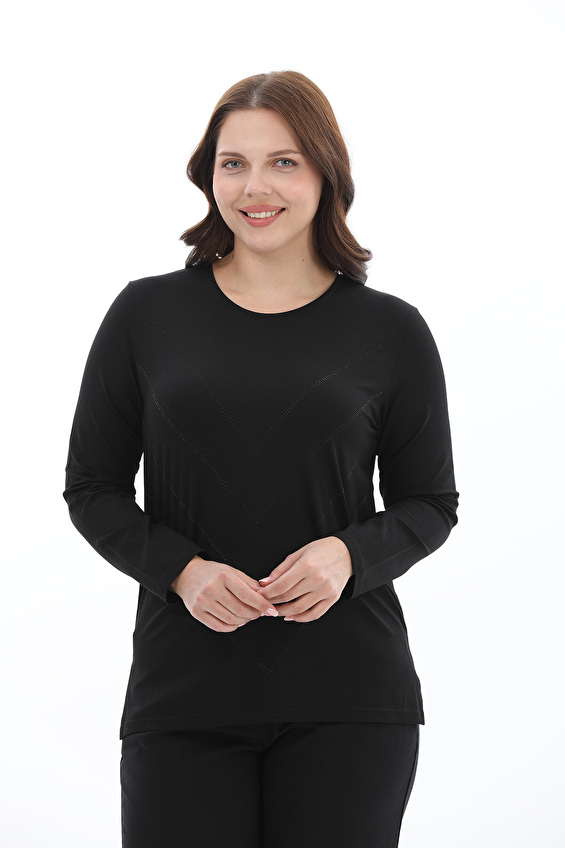 Shefame Regular Fit Bisiklet Yaka Uzun Kollu Viskon-Elastan Kadın Bluz 2614KK110253 Siyah Shefame Regular Fit Bisiklet Yaka Uzun Kollu Viskon-Elastan Kadın Bluz 2614KK110253 Siyah