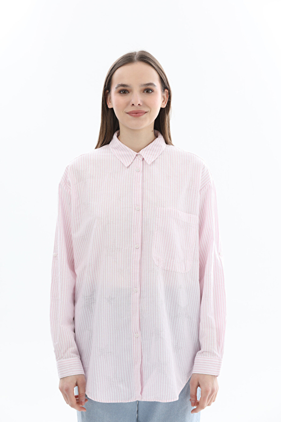 First Company Regular Fit Gömlek Yaka Pamuk Kadın Gömlek 2614KS108741 Pembe First Company Regular Fit Gömlek Yaka Pamuk Kadın Gömlek 2614KS108741 Pembe