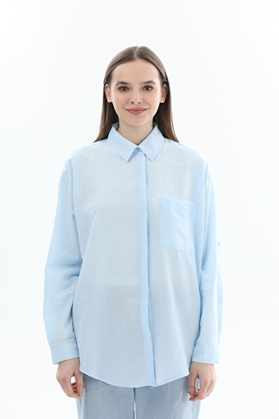 First Company Regular Fit Gömlek Yaka Pamuk Kadın Gömlek 2614KS108208 Bebek mavisi First Company Regular Fit Gömlek Yaka Pamuk Kadın Gömlek 2614KS108208 Bebek mavisi