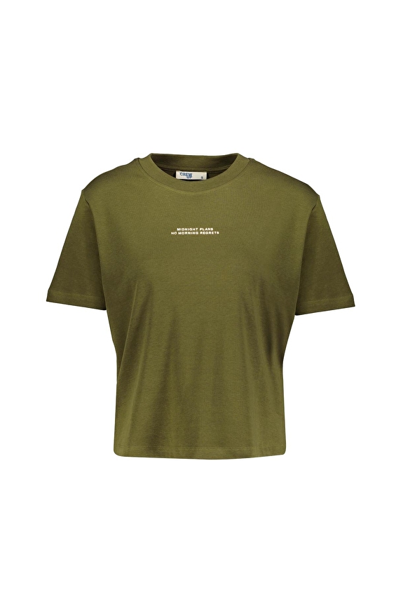 Crew Up Regular Fit Bisiklet Yaka Kadın Tişört 2614KS120101 Zeytin yeşili Crew Up Regular Fit Bisiklet Yaka Kadın Tişört 2614KS120101 Zeytin yeşili