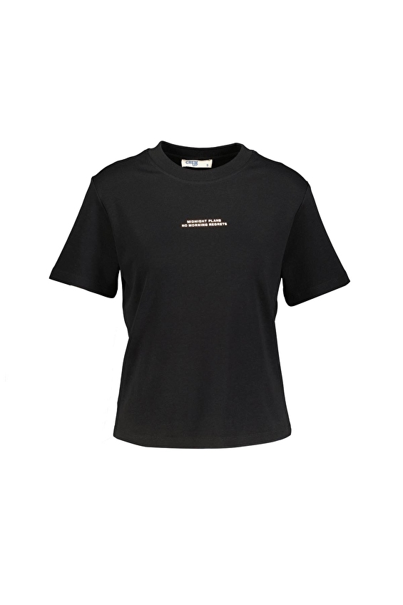 Crew Up Regular Fit Bisiklet Yaka Kadın Tişört 2614KS120101 Siyah Crew Up Regular Fit Bisiklet Yaka Kadın Tişört 2614KS120101 Siyah