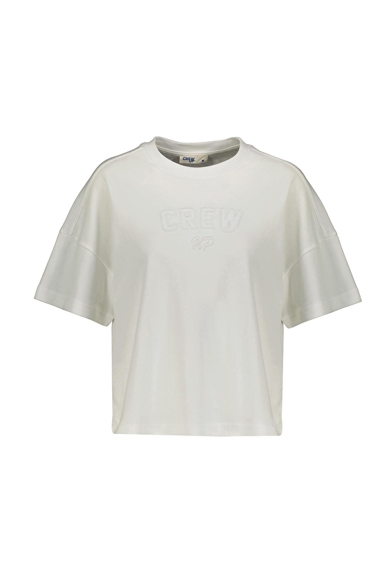 Crew Up Regular Fit Bisiklet Yaka Kısa Kol Kadın Tişört 2614KS120305 Ekru Crew Up Regular Fit Bisiklet Yaka Kısa Kol Kadın Tişört 2614KS120305 Ekru