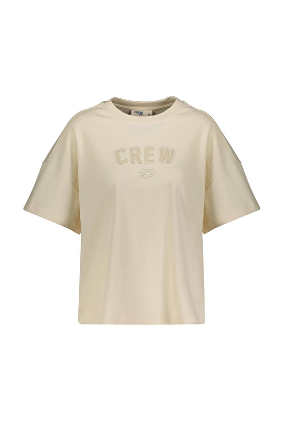 Crew Up Regular Fit Bisiklet Yaka Kısa Kol Kadın Tişört 2614KS120305 Krem Crew Up Regular Fit Bisiklet Yaka Kısa Kol Kadın Tişört 2614KS120305 Krem