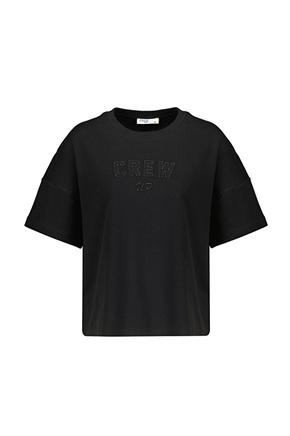 Crew Up Regular Fit Bisiklet Yaka Kısa Kol Kadın Tişört 2614KS120305 Siyah Crew Up Regular Fit Bisiklet Yaka Kısa Kol Kadın Tişört 2614KS120305 Siyah