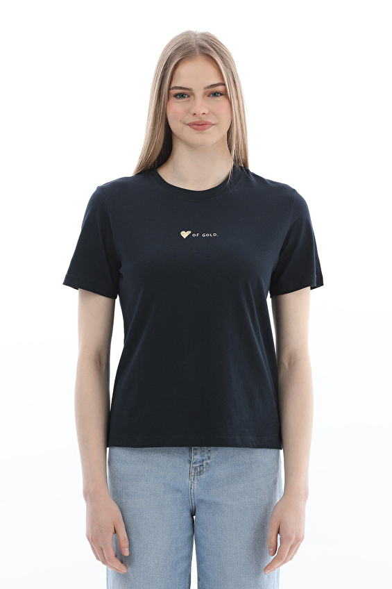Crew Up Regular Fit Bisiklet Yaka Kısa Kollu Kadın Tişört 2614KS120525 Lacivert Crew Up Regular Fit Bisiklet Yaka Kısa Kollu Kadın Tişört 2614KS120525 Lacivert