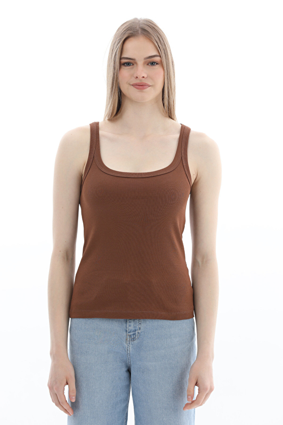 Crew Up Slim Fit Kadın Atlet 2614KS121121 Kahverengi Crew Up Slim Fit Kadın Atlet 2614KS121121 Kahverengi