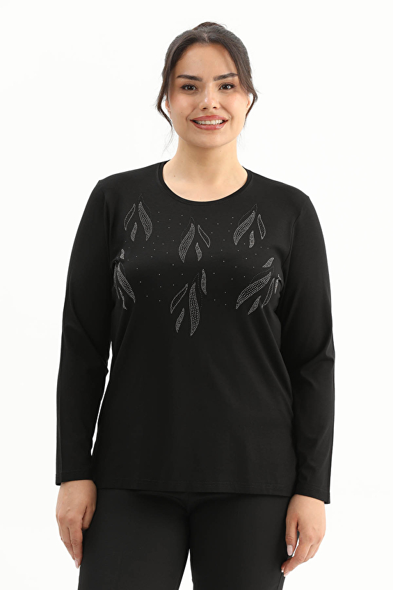 Shefame Regular Fit Bisiklet Yaka Kadın Bluz 2614KK103479 Siyah