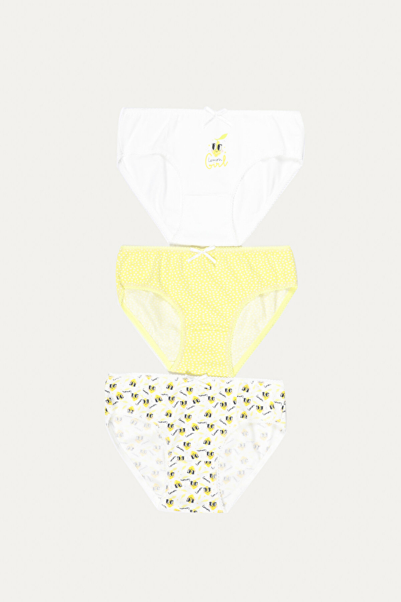 Funfair Normal Bel Slip Kız Çocuk Üçlü Desenli Külot 2324KC03MD Ekru