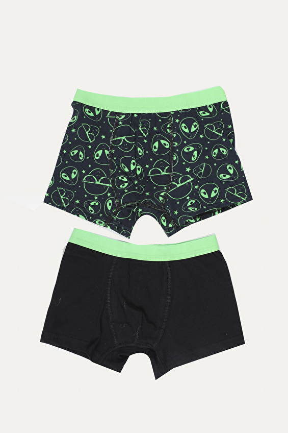 Funfair Normal Bel Erkek Çocuk 2'li Desenli Boxer 2324EC03MD Siyah