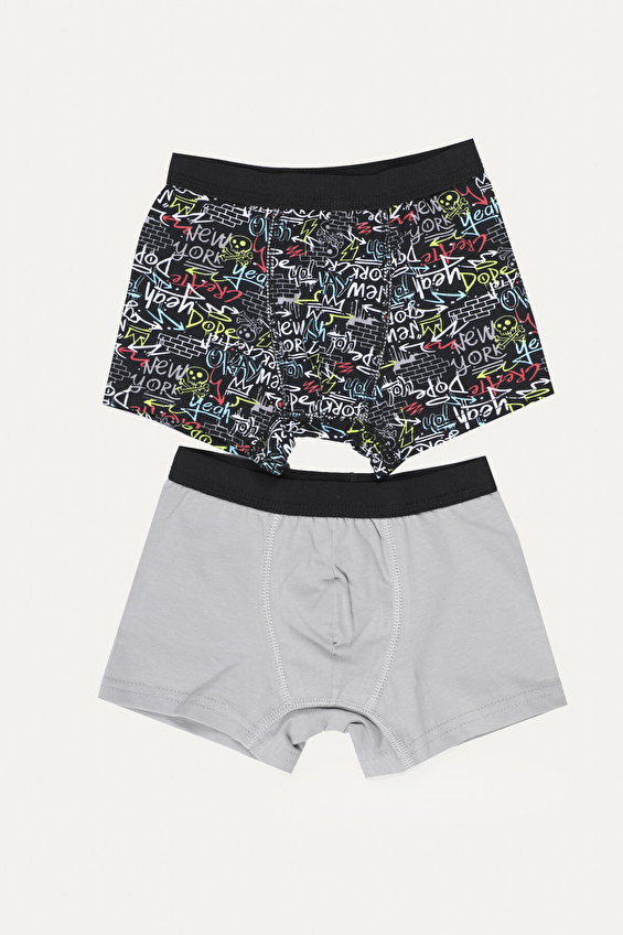 Funfair Normal Bel Erkek Çocuk 2'li Desenli Boxer 2324EC05MD Gri