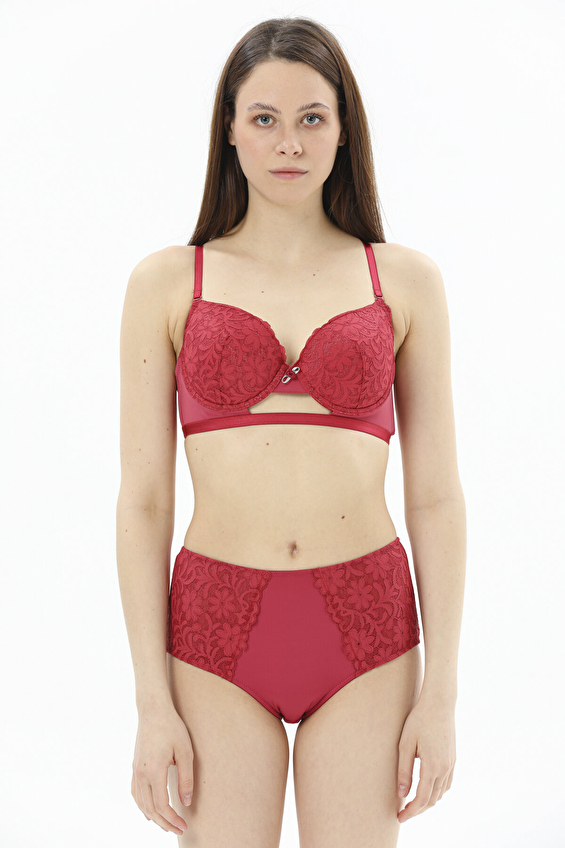 Shefame Yüksek Bel Balenli Desteksiz Kadın Sütyen Takımı 4159KK Bordo Shefame Yüksek Bel Balenli Desteksiz Kadın Sütyen Takımı 4159KK Bordo