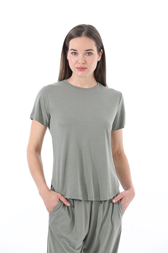 Cottons & Clouds Loose Fit Kısa Kollu Kadın Süprem Pijama Takımı CC7698 Haki Cottons & Clouds Loose Fit Kısa Kollu Kadın Süprem Pijama Takımı CC7698 Haki