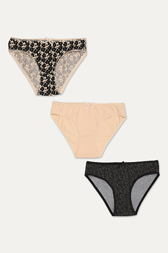 Shefame Pamuklu Normal Bel Kadın Desenli Üçlü Külot 25ETK05MD Renkli Shefame Pamuklu Normal Bel Kadın Desenli Üçlü Külot 25ETK05MD Renkli