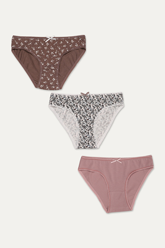 Shefame Pamuklu Normal Bel Kadın Desenli Üçlü Külot 25ETK03MD Renkli Shefame Pamuklu Normal Bel Kadın Desenli Üçlü Külot 25ETK03MD Renkli