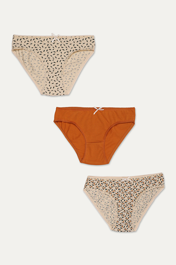 Shefame Pamuklu Normal Bel Kadın Desenli Üçlü Külot 25ETK02MD Renkli Shefame Pamuklu Normal Bel Kadın Desenli Üçlü Külot 25ETK02MD Renkli