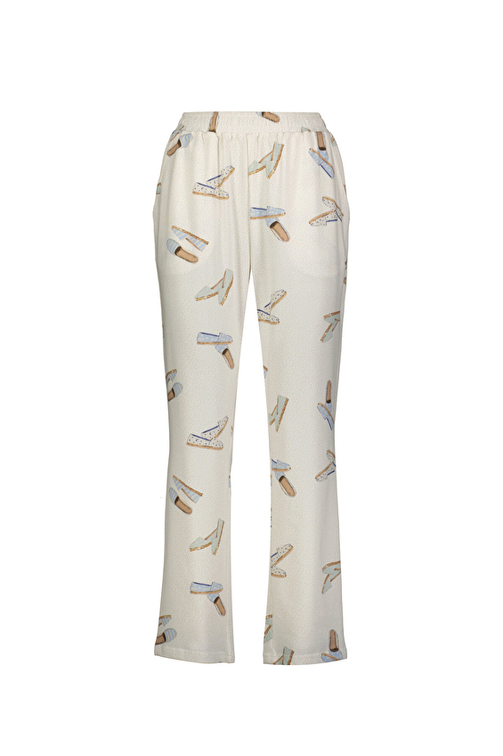 Shefame Regular Fit Pamuk Düz Paça Normal Bel Kadın Ayakkabı Baskılı Likralı Süprem Pijama Altı 251KTA11HY Ekru Shefame Regular Fit Pamuk Düz Paça Normal Bel Kadın Ayakkabı Baskılı Likralı Süprem Pijama Altı 251KTA11HY Ekru