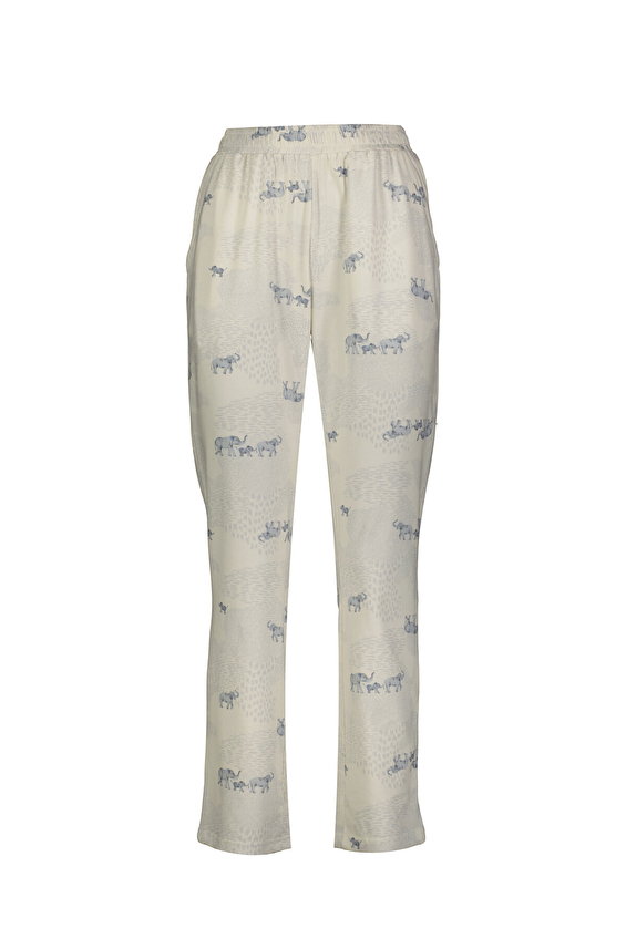 Shefame Regular Fit Pamuk Düz Paça Normal Bel Kadın Fil Baskılı Likralı Süprem Pijama Altı 251KTA14HY Krem Shefame Regular Fit Pamuk Düz Paça Normal Bel Kadın Fil Baskılı Likralı Süprem Pijama Altı 251KTA14HY Krem