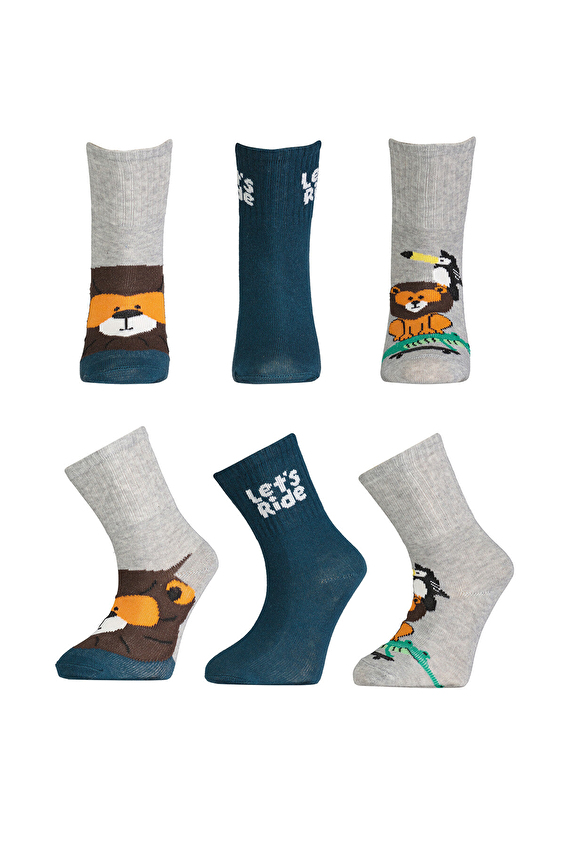 Funfair Soket Erkek Çocuk Üçlü Desenli Pamuklu Çorap 251EC12BS Haki Funfair Soket Erkek Çocuk Üçlü Desenli Pamuklu Çorap 251EC12BS Haki