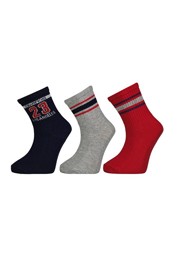 Funfair Soket Erkek Çocuk Üçlü Desenli Pamuklu Çorap 251EC23BS Lacivert/kırmızı/gri Funfair Soket Erkek Çocuk Üçlü Desenli Pamuklu Çorap 251EC23BS Lacivert/kırmızı/gri