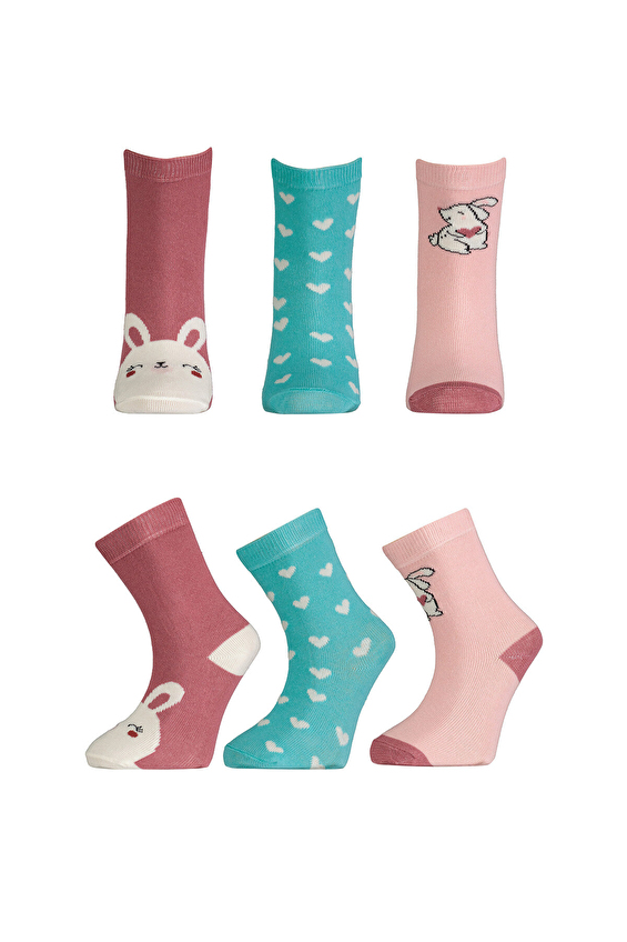 Funfair Soket Kız Çocuk Üçlü Desenli Pamuklu Çorap 251KC12BS Gül kurusu Funfair Soket Kız Çocuk Üçlü Desenli Pamuklu Çorap 251KC12BS Gül kurusu