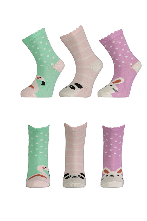 Funfair Soket Kız Çocuk Üçlü Desenli Pamuklu Çorap 251KC14BS Mor/pembe Funfair Soket Kız Çocuk Üçlü Desenli Pamuklu Çorap 251KC14BS Mor/pembe