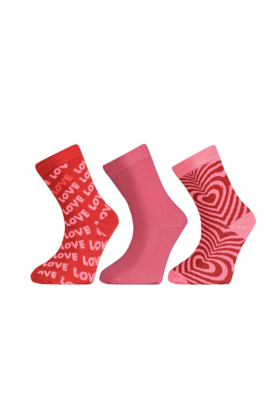 Funfair Soket Kız Çocuk Üçlü Desenli Pamuklu Çorap 251KC26BS Pembe/kırmızı Funfair Soket Kız Çocuk Üçlü Desenli Pamuklu Çorap 251KC26BS Pembe/kırmızı