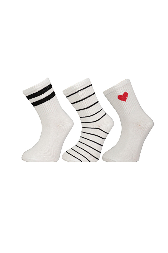 Funfair Soket Kız Çocuk Üçlü Desenli Pamuklu Çorap 251KC28BS Beyaz Funfair Soket Kız Çocuk Üçlü Desenli Pamuklu Çorap 251KC28BS Beyaz