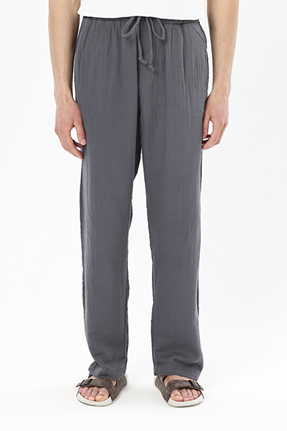 First Company Beli Lastikli Düz Paça Loose Fit Erkek Müslin Pantolon 251E02OD Antrasit First Company Beli Lastikli Düz Paça Loose Fit Erkek Müslin Pantolon 251E02OD Antrasit