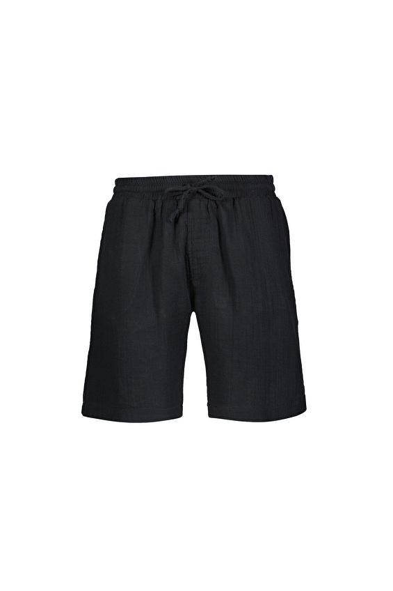 First Company Beli Lastikli Düz Paça Loose Fit Erkek Müslin Şort 251E03OD Siyah First Company Beli Lastikli Düz Paça Loose Fit Erkek Müslin Şort 251E03OD Siyah