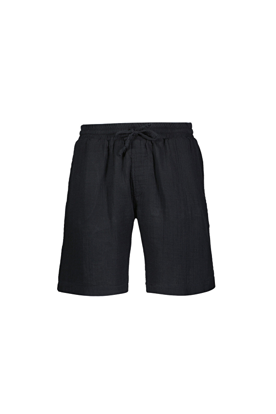 First Company Beli Lastikli Düz Paça Loose Fit Erkek Müslin Şort 251E03OD Siyah First Company Beli Lastikli Düz Paça Loose Fit Erkek Müslin Şort 251E03OD Siyah