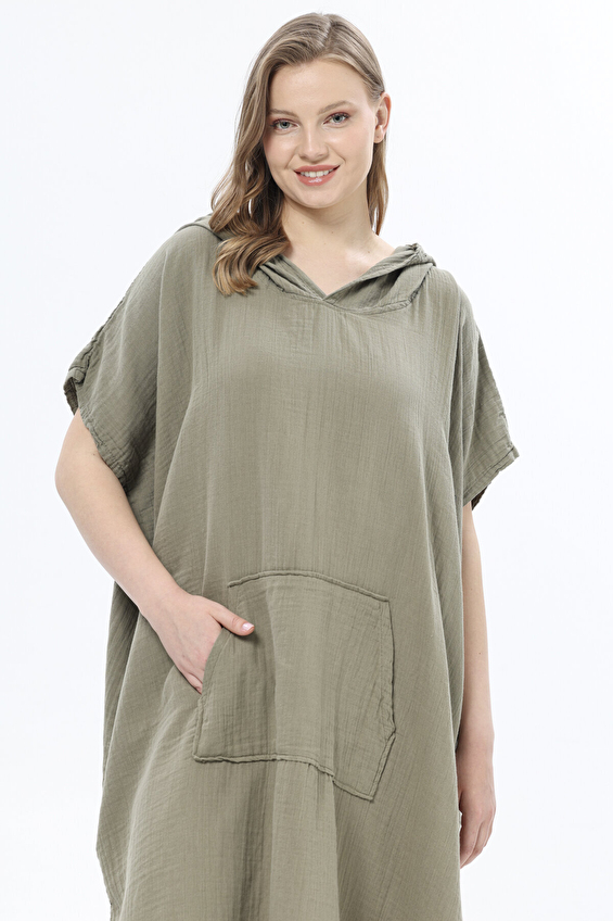 First Company Düşük Kollu V Yaka Loose Fit Unisex Müslin Sörf Pançosu 251U01OD Haki First Company Düşük Kollu V Yaka Loose Fit Unisex Müslin Sörf Pançosu 251U01OD Haki